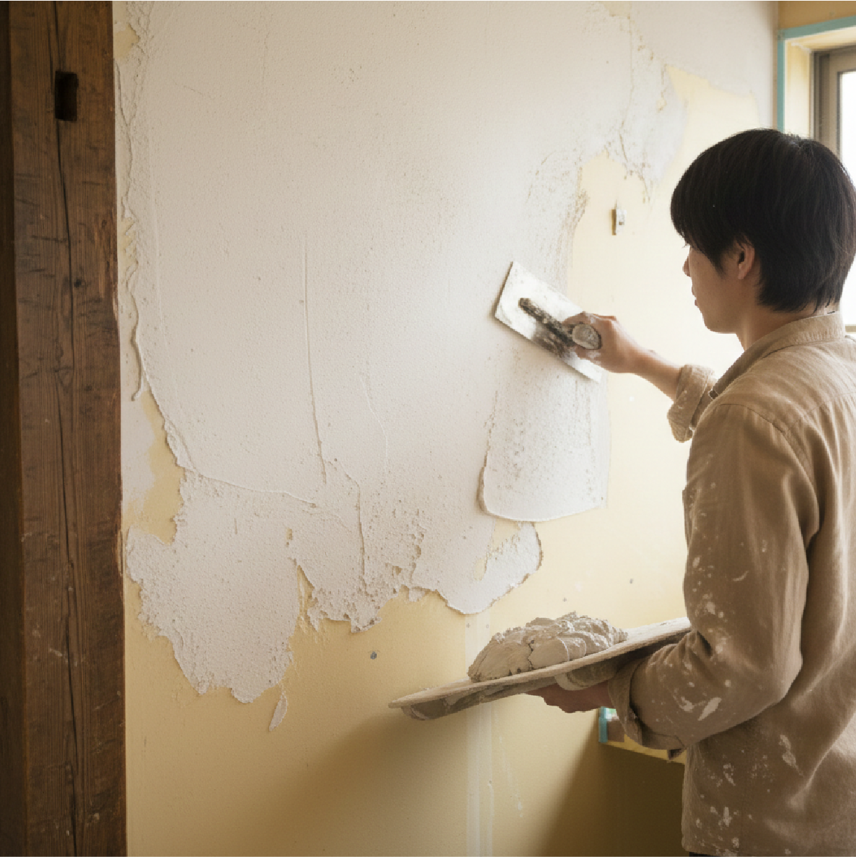 職人が手塗りする漆喰の素材感